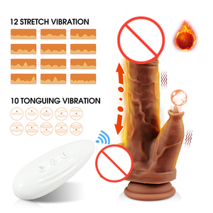 Vibrador <span class=keywords><strong>Dildo</strong></span> de Silicone Líquido Dois-em-Um com Controle Remoto Retrátil e Aquecimento Simulador de Língua para Mulheres Brinquedos Sexuais para Adultos - Product Image 2