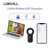 LONVILL Pembaca Mikrocip Hewan Peliharaan RFID Frekuensi Rendah Portabel Nirkabel dengan Layar OLED Jangkauan Jauh