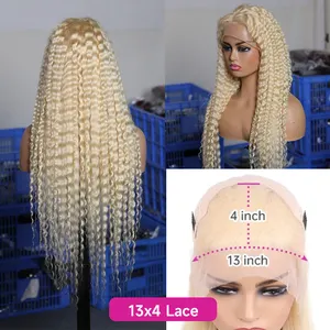 613 Groothandel 360 Full Lace Frontale Pruiken 30 Inch Lange Rechte 613 Blonde Braziliaanse Human Hair Pruik Hd Transparant Lace Front Pruik