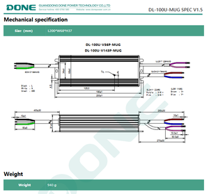 Alimentation LED programmable DONE DL-100U-V143P-MUG 100W, 277-480VAC, 143V, puissance constante, étanche IP67, dimmable 0-10V - Product Image 5