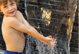 Hotel front cortile cortina d'acqua società fontana bocca giardino comunità in acciaio inox cascata di acqua tenda - Product Image 4