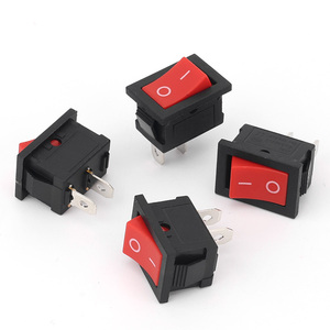 3A <span class=keywords><strong>250V</strong></span> đen trắng pa6 Đồng reducible 2 vị trí 2 Pin selflocking snap-in 12V Mini Red Bìa Vòng Rocker Thiết bị chuyển mạch - Product Image 1