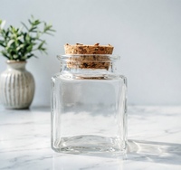 Botol Bumbu Kaca Mini Persegi Sishang 50ml, Wadah Transparan Food Grade untuk Penyimpanan Dapur Rumah