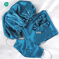 Ensemble de luxe en soie 100% haute densité 22-25 Momme : Taie d'oreiller, bonnet, chouchou et masque, avec texture satinée douce