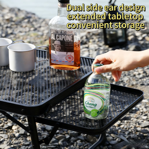 Table de camping pliable en maille portable, table d'extérieur réglable en hauteur avec <span class=keywords><strong>plateau</strong></span> latéral extensible pour pique-nique barbecue - Product Image 4