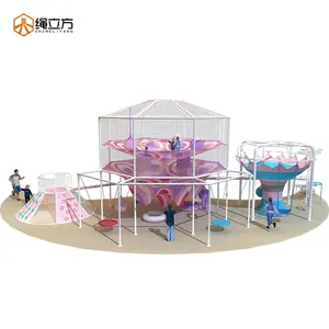 Yeni tasarım çocuk kapalı gökkuşağı halat Net tırmanma trambolin parkı Daycare tırmanma oyuncaklar oyun ekipmanları