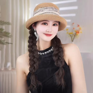 วิกผมยาวหยิกสำหรับผู้หญิง ยี่ห้อในประเทศ พร้อมหมวก ทรงผมปัดข้าง วิกผมใยสังเคราะห์คาเนคาลอน ไม่ต้องใช้กาว สำหรับทุกรูปหน้า - Product Image 5