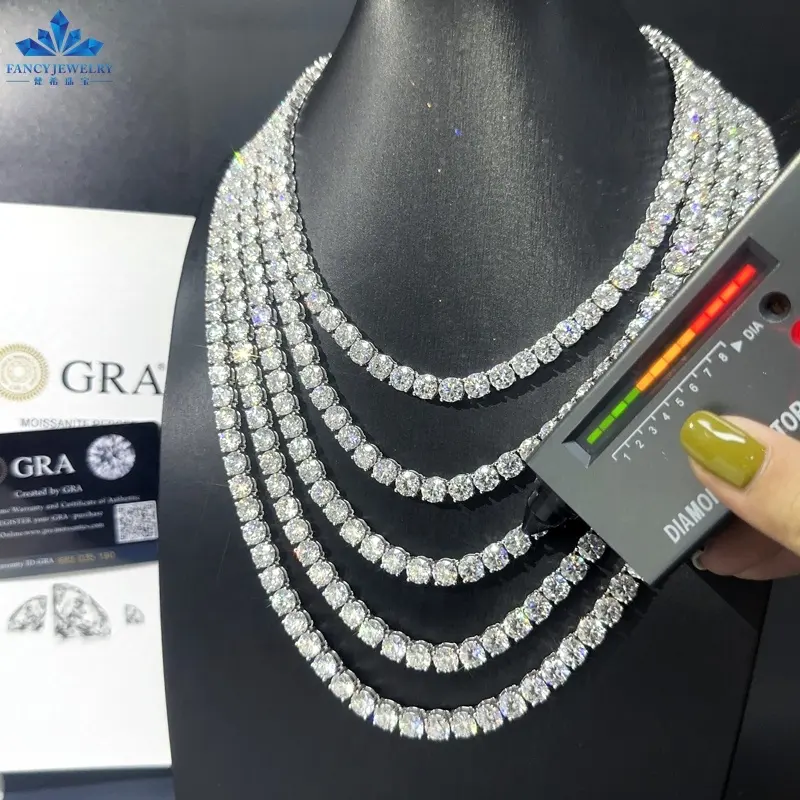 Prezzo all'ingrosso Pass Diamond Test 2MM 3MM 4MM 5MM 6.5MM S925 argento catena Moissanite donna uomo collana catena Tennis Moissanite