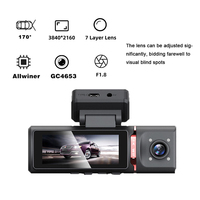 Dashcam 4K à 3 objectifs avec GPS Écran IPS de 3.16 pouces Vision nocturne et DVR à 3 canaux-Couverture avant intérieure et arrière
