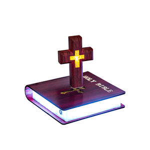 HCNT Art Deco Magnetic Levitating Cross Lamp 360 Rotation <b>LED</b> <b>Light</b> Holy Bible Cross Gift for Diwali - Product Image 2