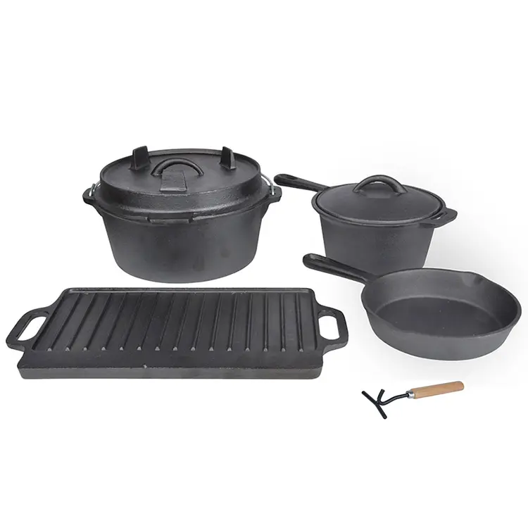 Большой запас, Высококачественная антипригарная чугунная посуда, Голландская духовка, уличные голландские духовки для кемпинга, огня