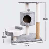 Arbre à chat compact avec poteau à gratter en sisal, condo en peluche et lit rond pour chats d'intérieur OEM ODM Vente en gros