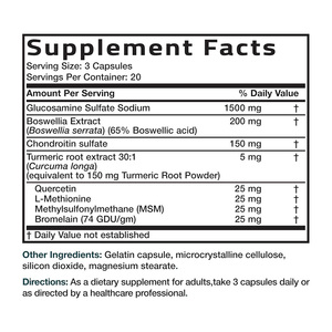 Capsules de soutien de la flexibilité des articulations pour adultes, glucosamine, chondroïtine sulfate, MSM, herbes 100% naturelles, amélioration de la densité osseuse - Product Image 2