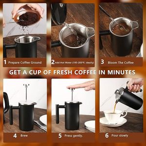 <span class=keywords><strong>Coffee</strong></span> <span class=keywords><strong>Gator</strong></span> French Press Kaffeebereiter 1 Liter 304 Edelstahl Doppelwandige Isolierung 4-Stufen-Filtration Tragbarer Behälter - Product Image 6