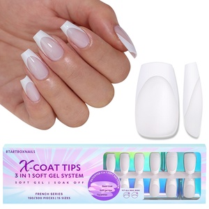 XCOATTIPS ขายส่งปลายเล็บเจลทรงบัลเลริน่าแบบเต็มเล็บ สีขาวปลายเฟรนช์ เจลนิ่ม 160 ชิ้น สำหรับร้านทำเล็บ - Product Image 2