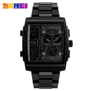 Montre à quartz pour homme <span class=keywords><strong>SKMEI</strong></span> <span class=keywords><strong>1274</strong></span>, acier inoxydable, double heure, chronomètre, sertie de pierres, montre de sport - Product Image 2