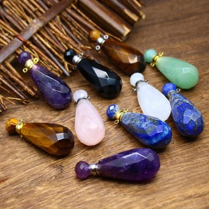 Pendentifs Solitaires en Pierre Naturelle Facettée Coupe Poire Plaqué Or Style Bohème Bijoux Unisexe Cadeau Forme Goutte d'Eau - Product Image 3
