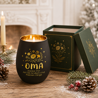Pot à bougie en verre floral personnalisé OMA Grandma, noir mat et blanc, pour bougies parfumées, idéal pour un cadeau de fête des mères