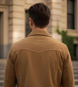 Men's Goat Casual <b>Suede</b> Vintage Winter <b>Jacket</b> with Pockets Wholesale OEM Service Windproof Fashion Outerwear - Product Image 5