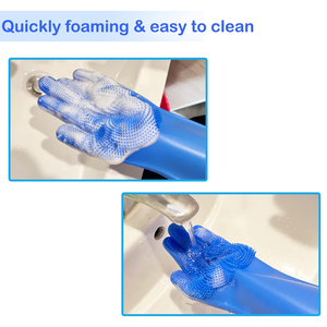 Pet Beauty Gloves Luxury Style Anti-Scratch Silicone 5 Finger Design for <b>Bathing</b> and Massaging <b>Dogs</b> (Sky Blue) Charge - Product Image 5