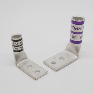 कॉपर केबल लुग भारी ड्यूटी लंबी बैरल 1/4 ट्विन होल 6 वाग 90 कोण टिन प्लेटेड कोड संपीड़न टर्मिनल - Product Image 1