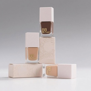 Custom Makeup 20ml 30ml Empty Square Cosmetic Packaging Transparent Frosted Liquid Foundation Glass <b>Bottle</b> With <b>Pump</b> - Product Image 5