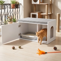 Meuble WC pour animaux tout-en-un en bois, avec bac à litière pour chat dissimulé, pour usage humain et animal, vente en gros d'usine, produit phare