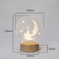 Lampe 3D personnalisée USB Laser Acrylique Lumière gravée Lampe à LED Lampe de bureau en bois Veilleuse pour bébé