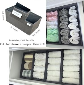 Organizador de Calcetines Plegable, Paquete de 3, Contenedores de Tela para Ropa Interior, Divisores para Armarios Pequeños - Product Image 6
