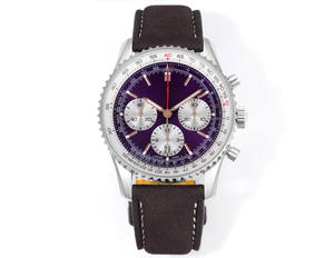 Montre chronographe d'aviation classique de haute qualité incrustée de diamants, bracelet en or blanc, cadran de plongée, élégante et sportive - Product Image 4