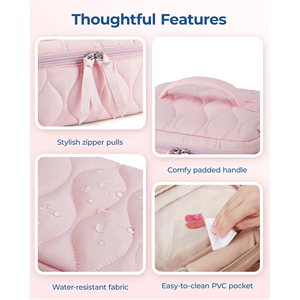 Ensemble de trousses de toilette matelassées 2 pièces, organiseur de maquillage de voyage grande capacité avec poignée pour femmes et filles, vente en gros - Product Image 3