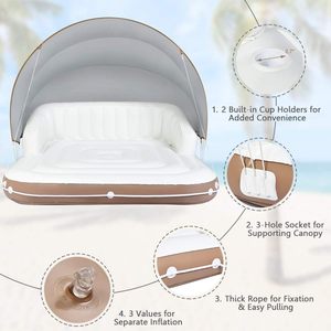 Île flottante gonflable <span class=keywords><strong>Giantex</strong></span> pour adultes avec pare-soleil rétractable SPF50+, 71" x 71", 2 porte-gobelets, dossier et accoudoirs - Product Image 3