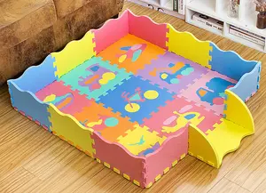 Tapis rampant doux et attrayant tapis de jeu Puzzle pour enfants coussin de rangement de jouets avec clôture
