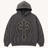 Sweat-shirts pour hommes 300-500 GSM, coupe ample, en molleton bouclette 100% coton, effet vintage, brodés sur mesure, style streetwear, OEM