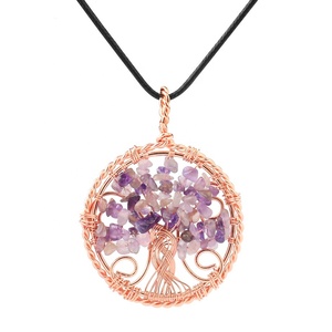 <span class=keywords><strong>Collana</strong></span> pendente in <span class=keywords><strong>oro</strong></span> <span class=keywords><strong>rosa</strong></span> albero della vita, gioielli bohémien al quarzo <span class=keywords><strong>rosa</strong></span> avvolgenti fatti a mano - Product Image 4