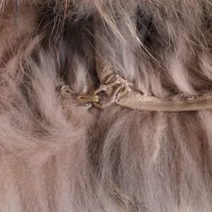 Women's Casual Knitted Vest Raccoon Fur Trim Collar <strong>Gilet</strong> <strong>Lady</strong> Fashion Waistcoat V-neck Outerwear Autumn Winter - Product Image 6