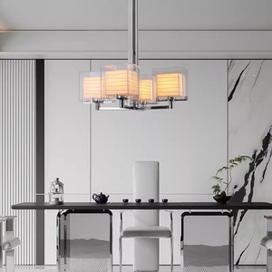 Tony Chi Wall Lamp Series Chandelier Rectangle Chrome <b>Led</b> <b>Light</b> Home Living Room Study Restaurant Lighting E26 Switch Control - Product Image 2