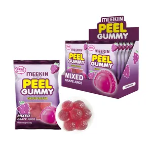 Grape flavor soft candy wholesale candy manufacture fruits gummi candi with filling chewing candy