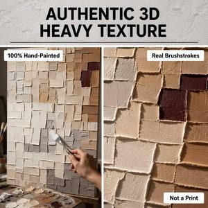 Grande <span class=keywords><strong>peinture</strong></span> murale <span class=keywords><strong>abstraite</strong></span> moderne Wabi Sabi en toile, texture 3D épaisse, beige et marron, pour la maison et la <span class=keywords><strong>galerie</strong></span> - Product Image 5