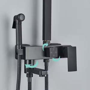 Vòi nước đa chức năng hiện đại màu đen, van trộn nước điều nhiệt cho nhà ở, biệt thự, phòng tắm, bộ sen tắm gắn tường, vòi sen mưa mềm - Product Image 2