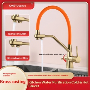 Grifo de <span class=keywords><strong>Cocina</strong></span> Tres en Uno con Filtro de Agua Potable, Rociador Extraíble, Grifo Giratorio de Cobre para Fregadero, Mezclador de Agua Fría y Caliente - Product Image 4