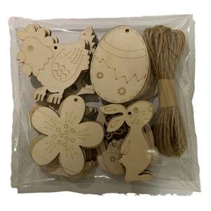 Kit de peinture de décoration en bois de Pâques bricolage artisanat fait à la main étiquettes suspendues en bois - Product Image 1