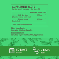 Capsules de mousse de mer OEM/ODM 1600mg avec fucus pour un soutien général amélioré – Capsules de mousse de mer irlandaise