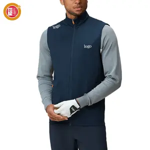 Desgaste De Golfe Personalizado De Alta Qualidade Homens Colete Cor Padrão Sólido Regular Velo Leve Zip Up Sweater Golf Vest For Men