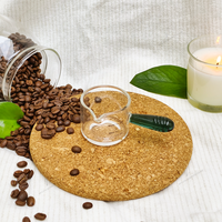Mini tasse à café en verre borosilicate de haute qualité avec poignée en bois écologique, 60 ml, bec verseur, barista moderne, en gros