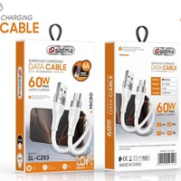 Kabel Data micro-usb dengan 60W, bahan silikon pengisian daya Cepat secara universal kompatibel dengan ponsel dan perangkat