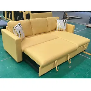 Bán buôn Kinh Tế phòng chờ thiết kế L hình hiện đại kéo ra khỏi Sofa giường settee kiêm giường với lưu trữ có thể gập lại Châu Âu sofa cama