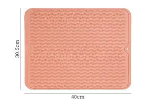 Tapis de séchage de vaisselle en silicone antidérapant résistant à la chaleur et compatible lave-vaisselle 30*40 pour comptoir de cuisine - Product Image 6