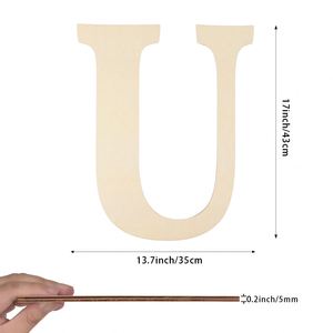 Letras Decorativas de Madera Creativas, 26 Letras Mayúsculas, 17 Pulgadas, Sin Acabado, para Manualidades, Letras de Madera Duraderas para Decoración del Hogar, Modelo Moderno para Regalo - Product Image 3