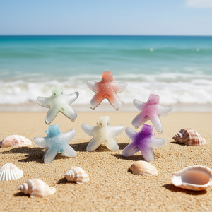 Fermacapelli a Forma di Stella Marina 9Cm in Argento Glitterato, Accessorio per Capelli da Donna - Product Image 3